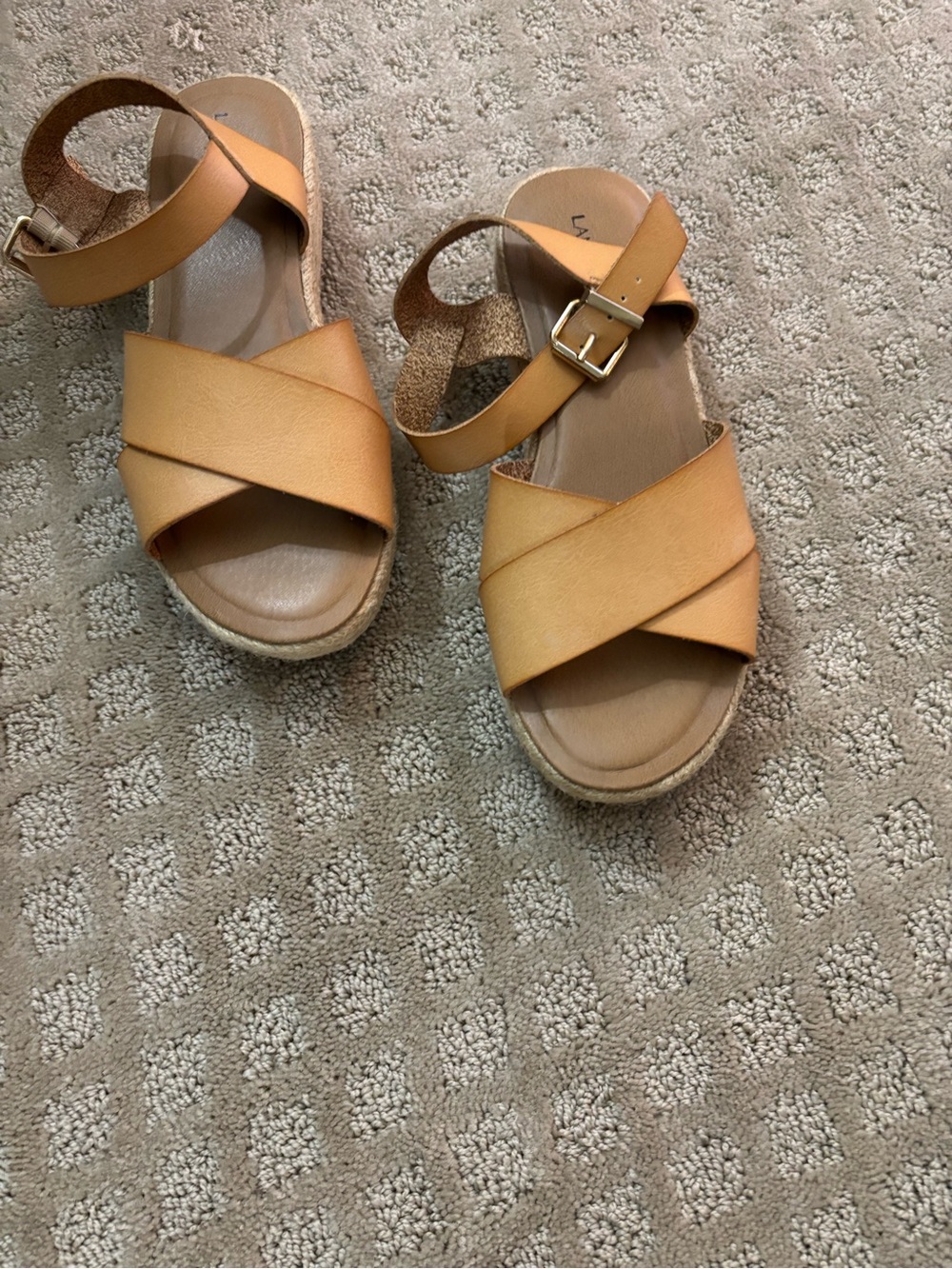 Catherines Tan Strappy Ankle Buckle Sandals